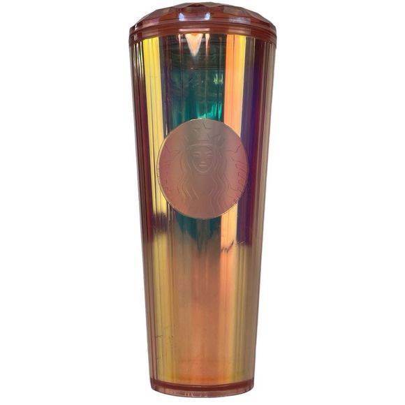 Starbucks Summer 2020 Orange Kaleidoscope Iridescent Dome Tumbler 24oz - Picture 1 of 7